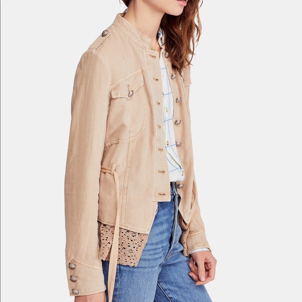 FREE PEOPLE Emelie Lace Trim Tie Waist Jacket - Picture 5 of 6